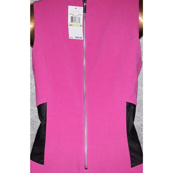 NWT Michael Kors Sz 4 Dress Magenta Pink & Black Fitted - Picture 2 of 7
